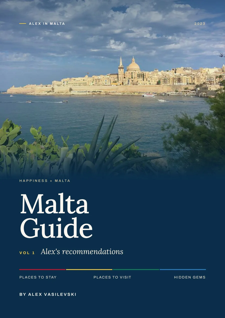 The Malta Guide Book, Volume One — Valletta from across Marsamxett Harbour on the cover